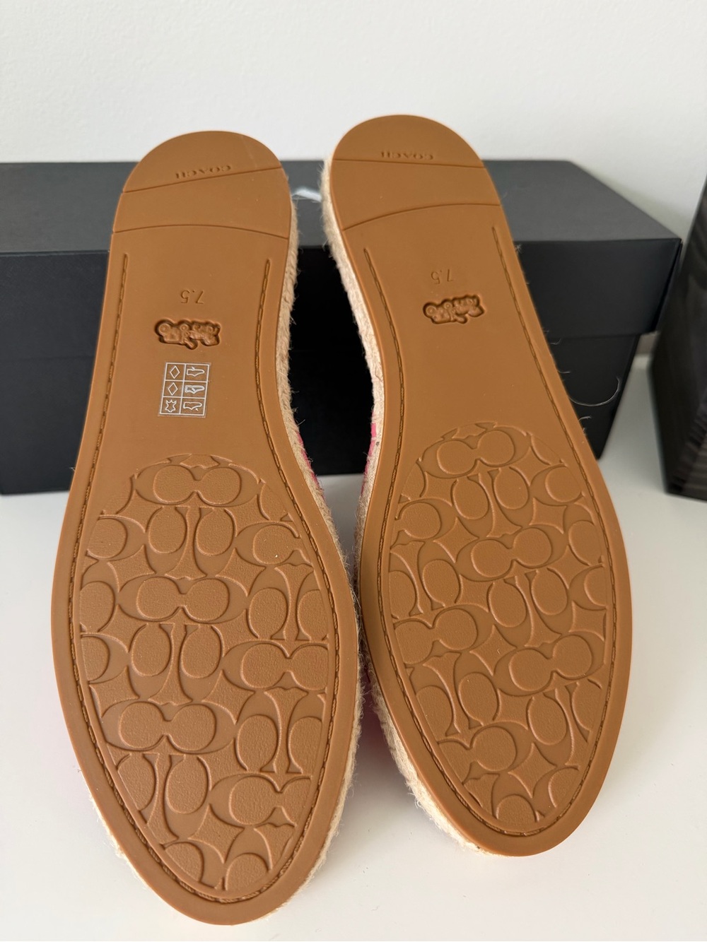 Coach Pink Suede Espadrille Slide with Gold Emblem - Picture 4 of 5